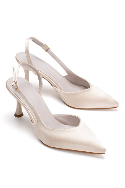 PASSAGE SHOES Γυναικεία Σατέν Παπούτσια με Ανοιχτή Πλάτη και Τακούνι 3108 ΜΠΕ...