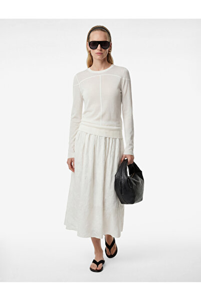 Koton Βαμβακερή μίντι φούστα με τσέπες, πλισέ, φλοράλ υφή, κεντητή με λεπτομέ...