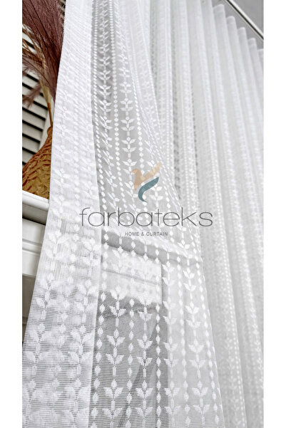 farbateks Perdea modernă din tul, plisată în 2 straturi, cu textură florală, ...