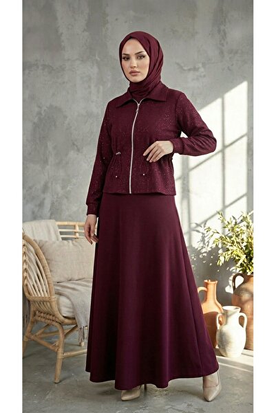 modam miss Oysho Simli Etekli Bordo Takım 8250