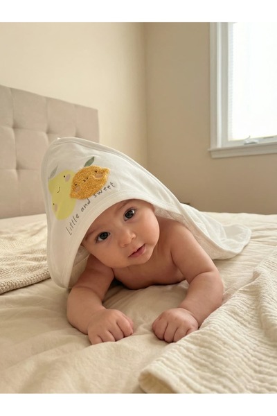 İloya Naturel 100% Cotton Baby Bathrobe Towel + Washcloth Set I 0-2 Years