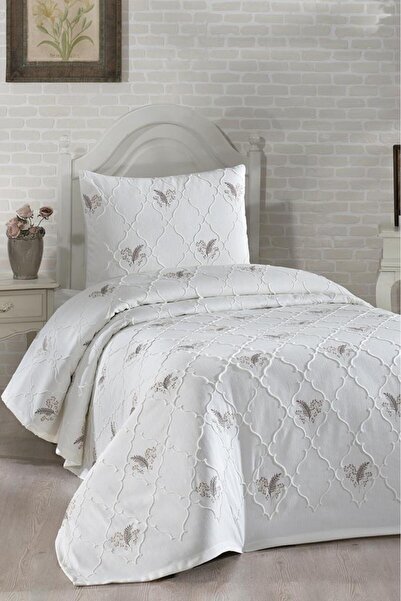 Çeyiz Diyarı Κεντητό σεντόνι Artemis 2 τεμαχίων, μονό, μπεζ