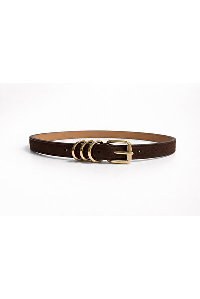 Bianco Lucci Γυναικεία ζώνη με τετράγωνη πόρπη και κρίκο, λεπτή σουέτ ζώνη 25...