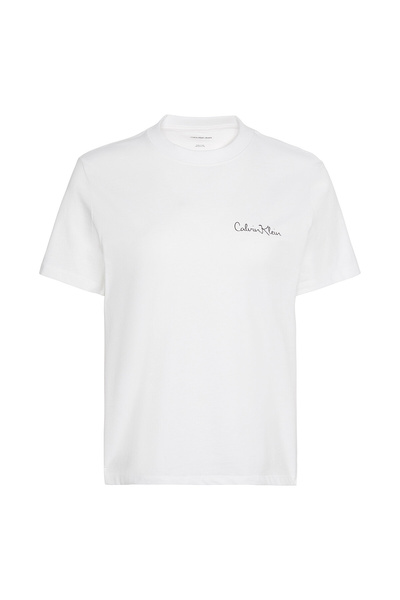 Calvin Klein SS Classic Graphic Tee Kadın Bisiklet Yaka T-Shirt Beyaz