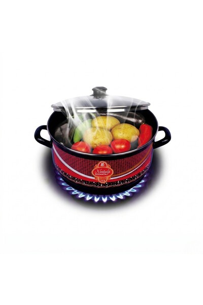 FARALYAHOME Nostalji Enamel Glass Lid and Kozmatik Lid Vegetable, Chestnut an...