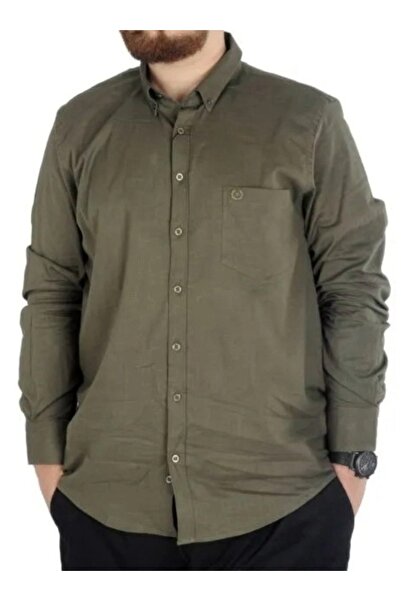 cusseli Large Size Men's Linen Pocket Shirt 20386 Khaki