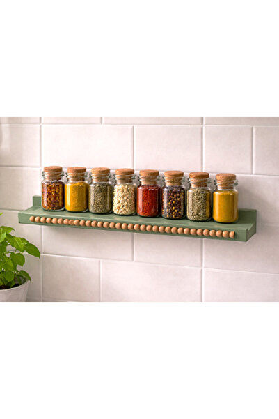 Decoratiuni Vintage Casa Retro Πράσινο ράφι με ξύλινο διακοσμητικό στοιχείο γ...