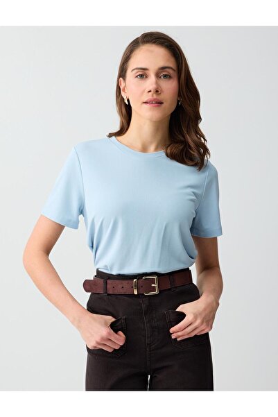 Jimmy Key Μπλουζάκι Sky Blue με κοντό μανίκι και λαιμόκοψη ποδηλάτου, πλεκτό ...