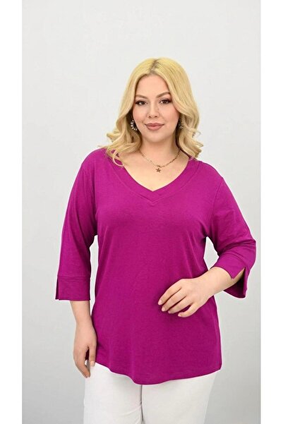 Koza Butik Γυναικεία μπλούζα με λαιμόκοψη σε μεγάλο μέγεθος 1919-25