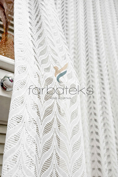 farbateks Perdea din tul cu model de frunze elegant, țesătură modernă, cu 3 s...
