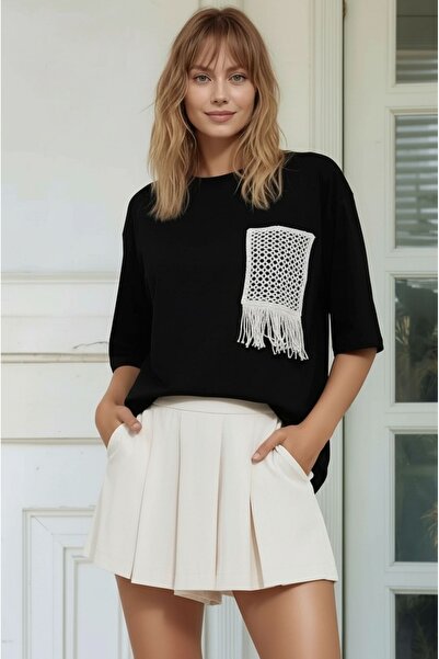 MAMAYAGA Γυναικείο μπλουζάκι με λαιμόκοψη πετσετέ, μισό μανίκι, βασικό, 100% ...