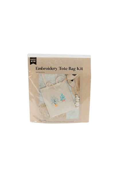 Midi Modern Home Plants Design Canvas Shopping Bag Embroidery Kit