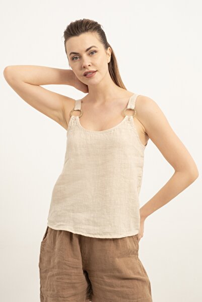 İpekçi Otantik Ringed Linen Blouse