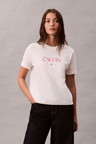 Calvin Klein Kadın Marka Logolu Günlük Kullanıma Uygun Bbeyazz T-Shirt