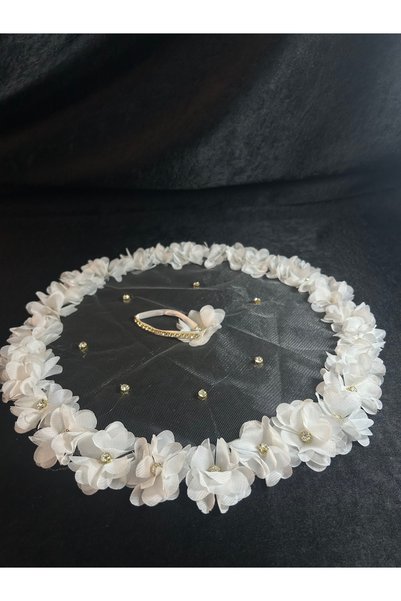 Bridal Luxe Gelin mendili Arnavut mendili nedime mendili tüllü dantel gold taşlı çiçekli düğün bride kına