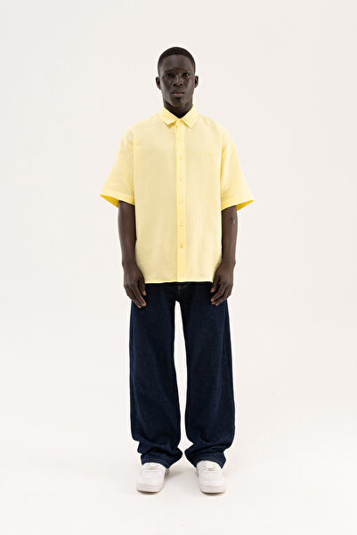 Machinist Ανδρικό βασικό βαμβακερό πουκάμισο σε κίτρινο χρώμα