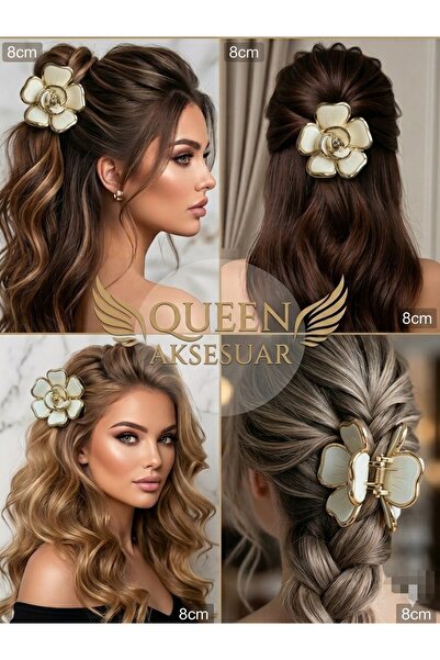 QUEEN AKSESUAR Πολυτελής μάρκα μόδας κρέμα λουλουδιών καμέλιας λευκό χρυσό κο...