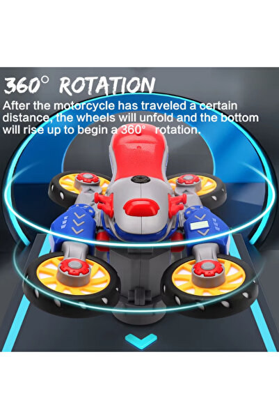DAT Transformable Rotary Motorcycle Toy with 360° Rotation and Lights & Music