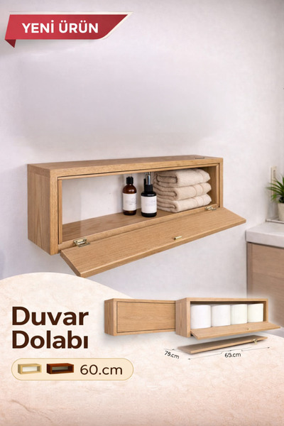 Nowella Home Tekli Kapaklı Duvar Dolabı 60 cm | Modern Ahşap Banyo & Mutfak D...