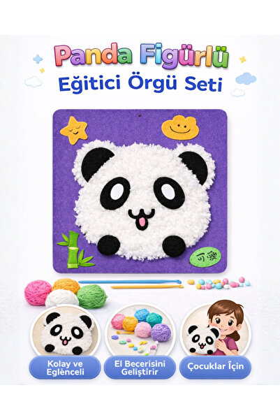 Panda Figürü Çocuklar Için Kendin Yap Keçe Dikiş El Sanatları Seti