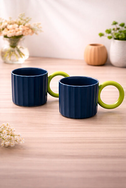 YzHome 2-Piece Porcelain Neskafe Cup Mug with Ring Handle Tea Soft Drink Cup ...