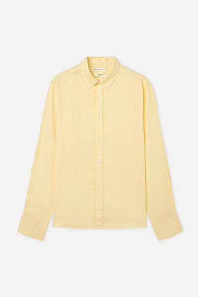 Mudo قميص كتان بأكمام طويلة وقصة ضيقة