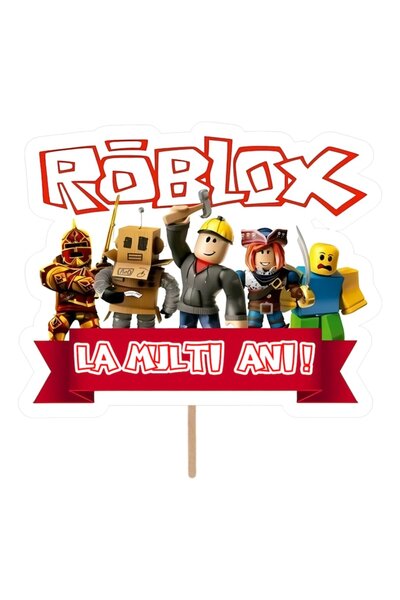 elive Topper pentru tort Roblox – Carton lucios, Set de 8 bucăți 14–17 cm, Petrecere pentru copii