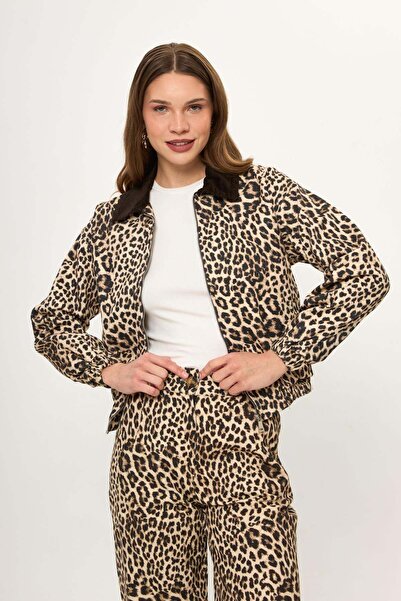 TIFFANY&TOMATO Leopar Desenli Yıkamalı Ceket