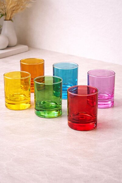 YzHome 6 قطع من الأكواب الزجاجية الملونة للقهوة سعة 50 مل