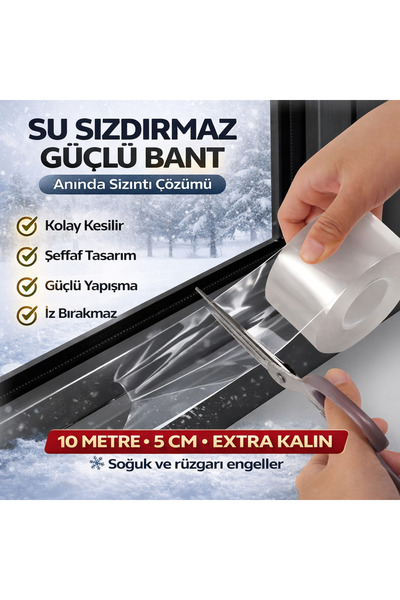 VEXORA GLOBAL Yalıtım Bandı 10m x 5cm – Güçlü Yapışkan,Su ve Hava Geçirmez, K...