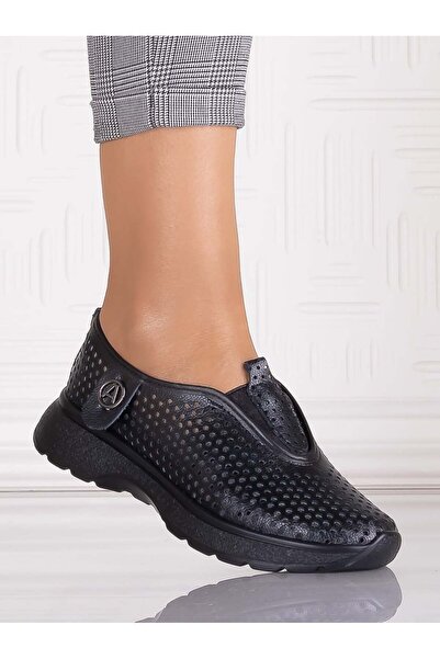 ANGEL BLUE Pantofi casual de damă Elenor din piele neagră, mărimea 37