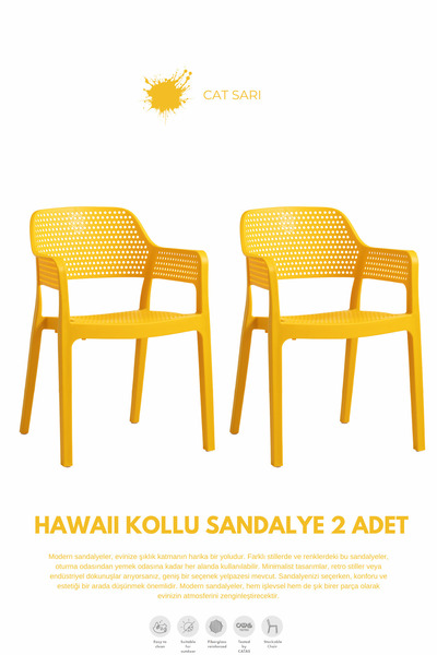 handanca HAWAİİ KOLLU BAHÇE SANDALYESİ 2Lİ SET