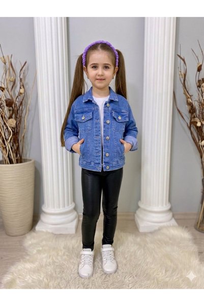 Yağmurun Butiği Trend Tracker Blue Color Girls' Denim Jacket