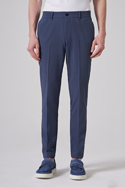 Morven Ανδρικό παντελόνι Indigo Trend Gofre Slim Fit