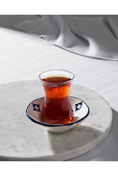 Madame Coco Vie Rouge Bourges 8'li Çay Seti - Mavi/Beyaz - 108 ml