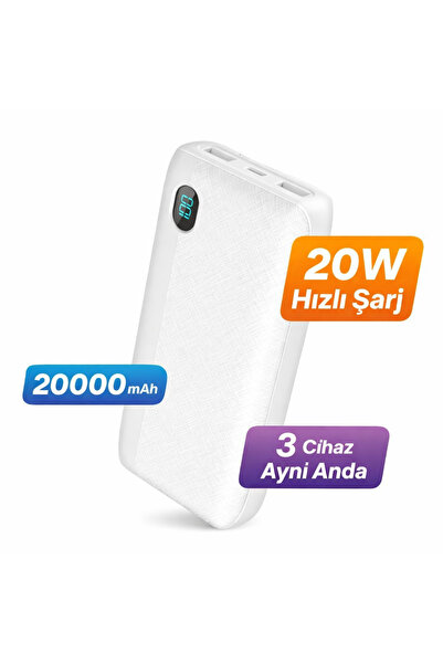 Bix PB23 20000 mAh 20W PD Hızlı Şarj 3 Çıkışlı LED Ekranlı Powerbank