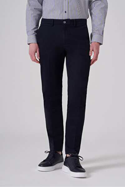 Morven Men's Navy Blue Cotton Trend Dynamic Fit Chino Pants