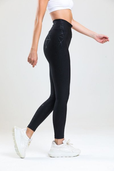 SARE TAYT Dar Cut-Out Collecting Effect Side Striped Printed Sports Yoga and Running Tights