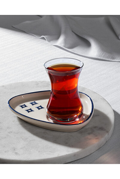 Madame Coco Vie Rouge Bourges 4'lü Çay Seti - Mavi/Beyaz - 155 ml