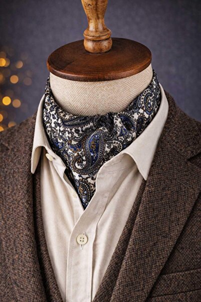 Kravatkolik Σχέδιο Σάλι Λευκό - Πολύχρωμη Ιταλική Μεταξωτή Γραβάτα Ascot SAC60