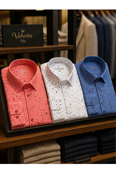 Varetta Ανδρικό λευκό πουκάμισο με μακριά μανίκια και τσέπες, φαρδιά γραμμή, ...