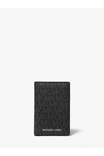 Michael Kors Men's Monogram Mk Logo Black Wallet with Card Compartment 39S2Lh...