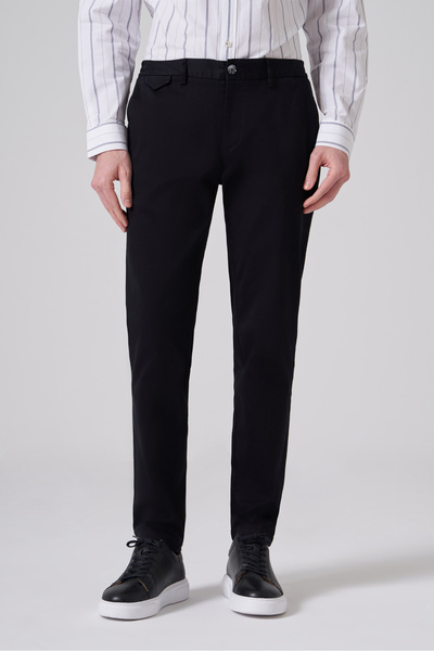 Morven Мъжки черни памучни панталони с тясна кройка