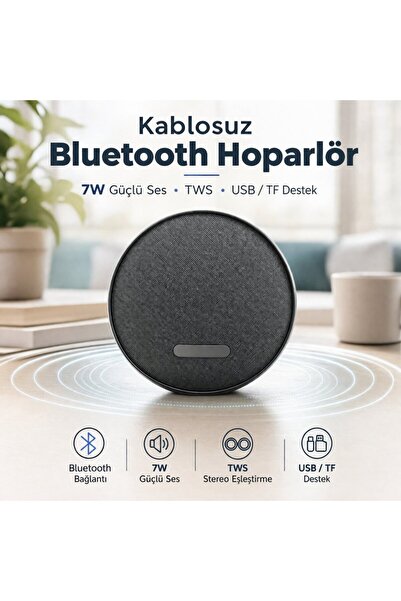 SMAYLİNG Kablosuz Bluetooth Hoparlör 7W TWS Destekli USB TF Kart Girişli Taşı...