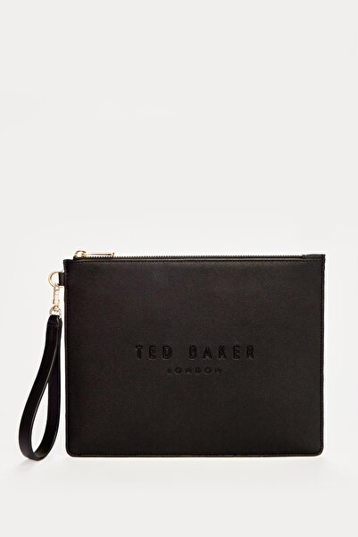 Ted Baker Siyah Düz Cilt El Portföyü