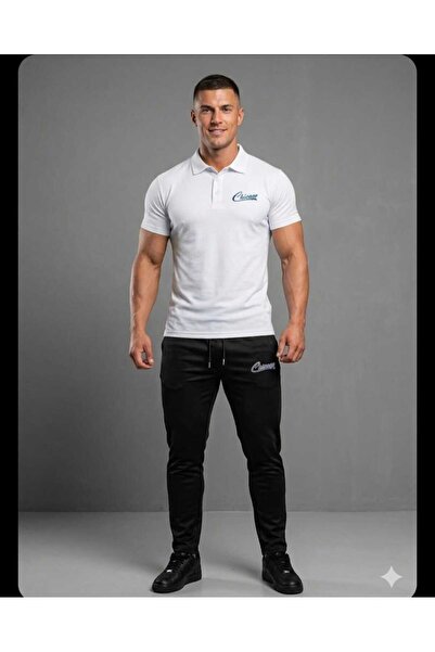 ByFourMan Σετ ανδρικών φόρμων 2 τεμαχίων με στάμπα Chicago με γιακά πόλο και ...