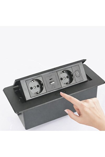 Adsinio Εντοιχιζόμενη Πρίζα Πάγκου, Adsinio, Ανασυρόμενη, 2 Σουκό, 1 USB-A, 1...