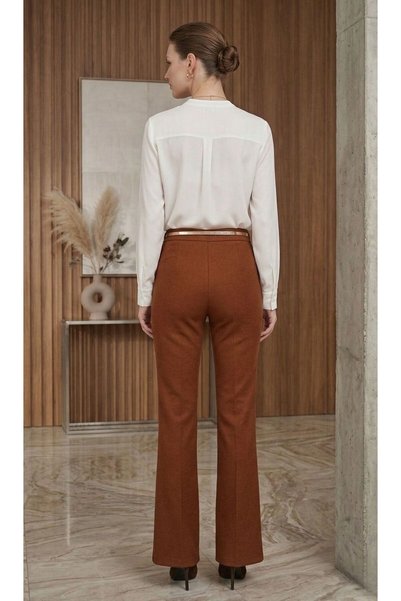 LEY COLLECTİON Women's Pants High Waist Gathering Spanish Style Palazzo Trousers