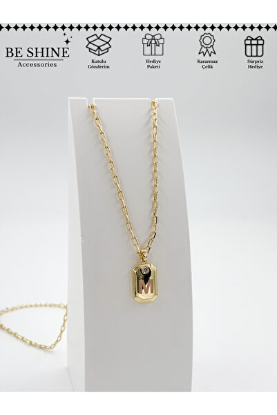 Be shine accessories 14K Çelik Harf Kolye - M Harfi