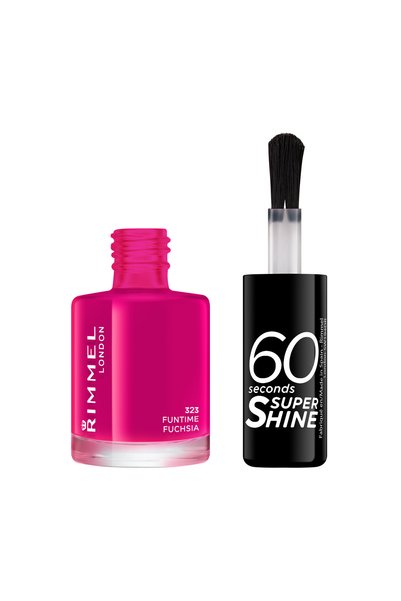 RIMMEL LONDON 60 Seconds Super Shine Nail Polish, 323 Fun time Fuchsia, 8 ml